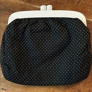 Vintage Black Polka Dot Clutch | Lucite Frame | Classic Kiss-Lock Purse